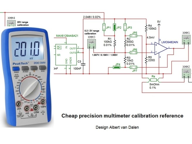 DIY 0.02% precision reference standard for Volts Ampere Ohm Multimeter Calibration